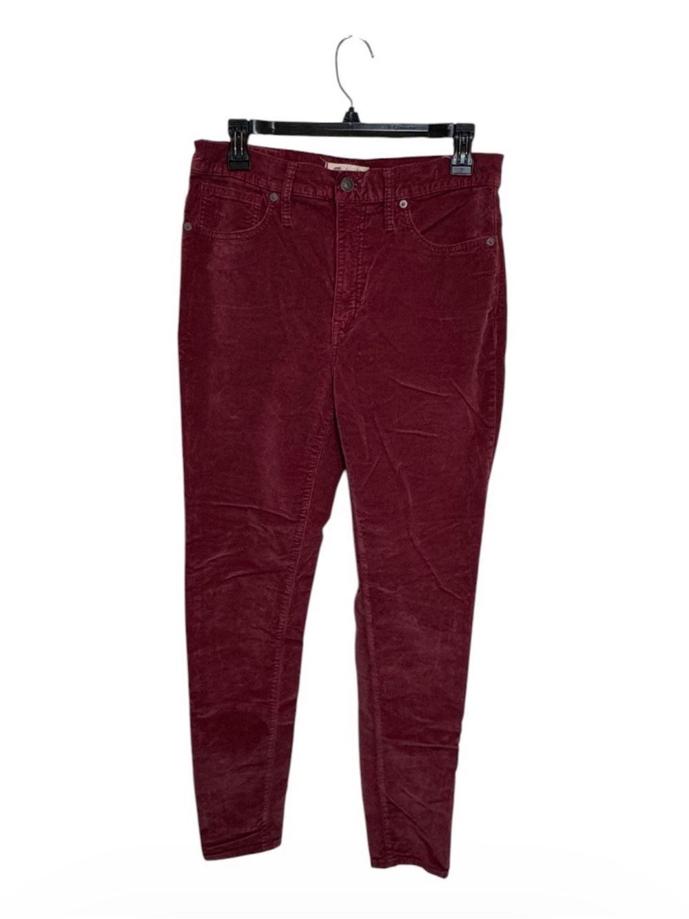 Madewell 10” High Rise Skinny Velvet Jeans 30 Dusty Burgundy $130 Retail